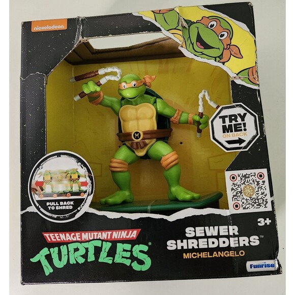 Nickelodeon TMNT Sewer Shredders: Michelangelo Figure on Skateboard -Item #71022 - Picture 1 of 5
